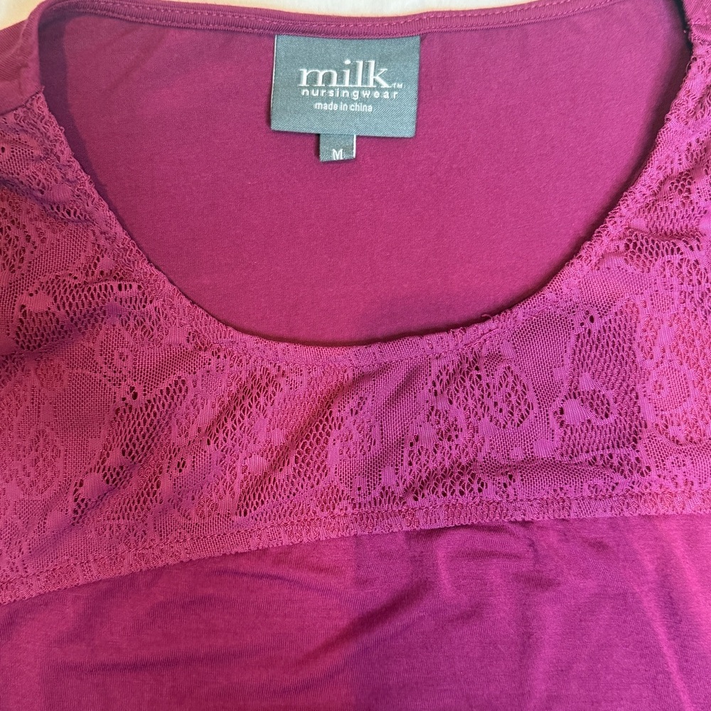 Milk Nursingwear Pink Purple Lace Long Sleeve Nursing Top Medium Romantic - Picture 2 of 5
